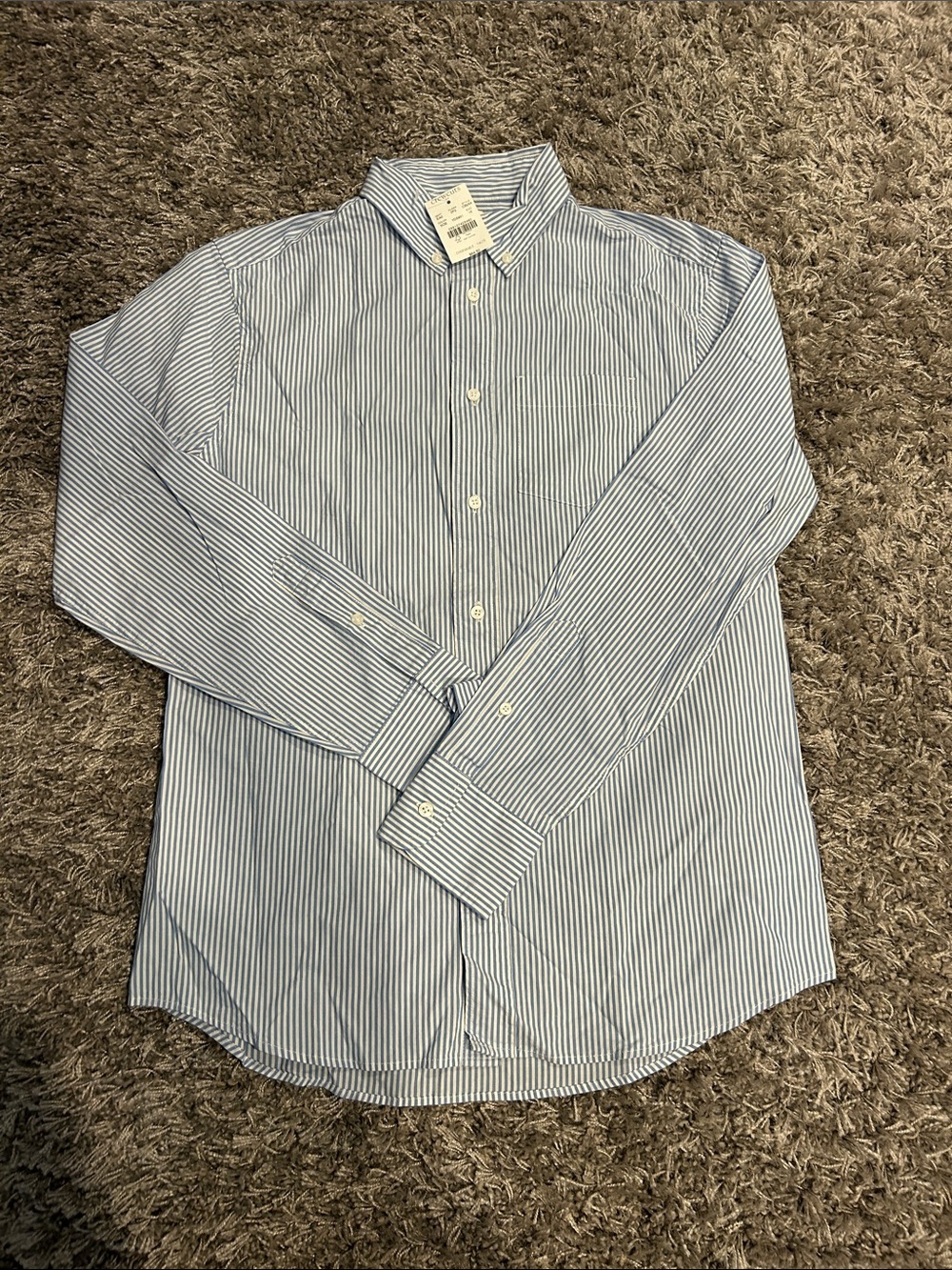 Crewcuts Blue and White Striped Button-Down Dress Shirt